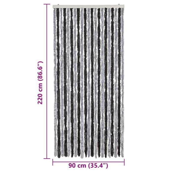 VidaXL Fly Curtain, Insect Screen with Hook, Door Curtain Adjustable Length and Width, Grey and Black 377328