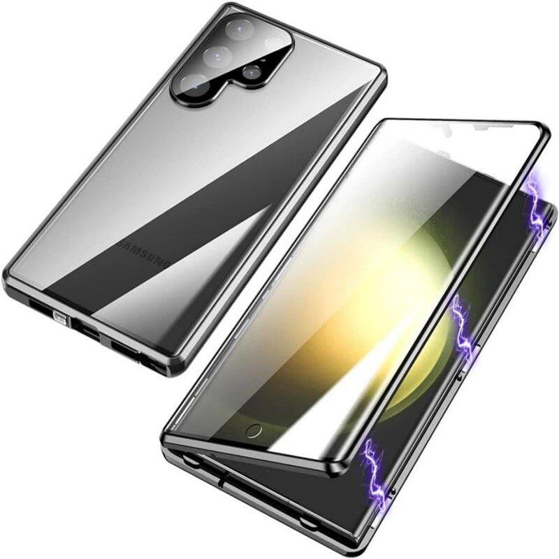 Case for Samsung Galaxy S26 S25 S24 S23 S22 Ultra with Double Sided Tempered-Glass & Metal Frame Phone Bumpers Full Lens Protection Cover for Samsung S26 Ultra чёрный
