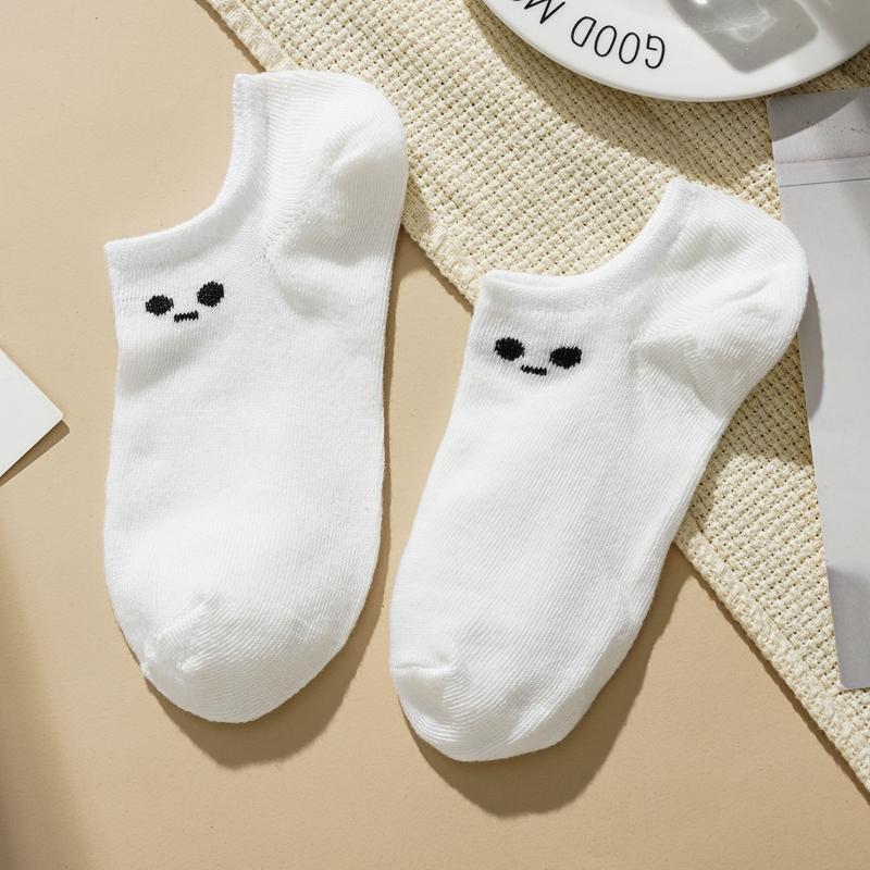 

Женские простые модные белые спортивные носки-невидимки с милым мультяшным принтом One size