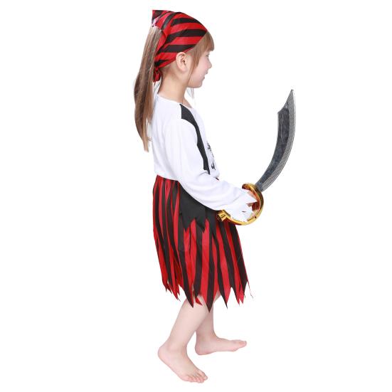 2ks/sada Dámská pirátská cosplay sukně s páskem Nepravidelný lem Elastický pas Pruhovaná sukně Oblečení s renesančním motivem