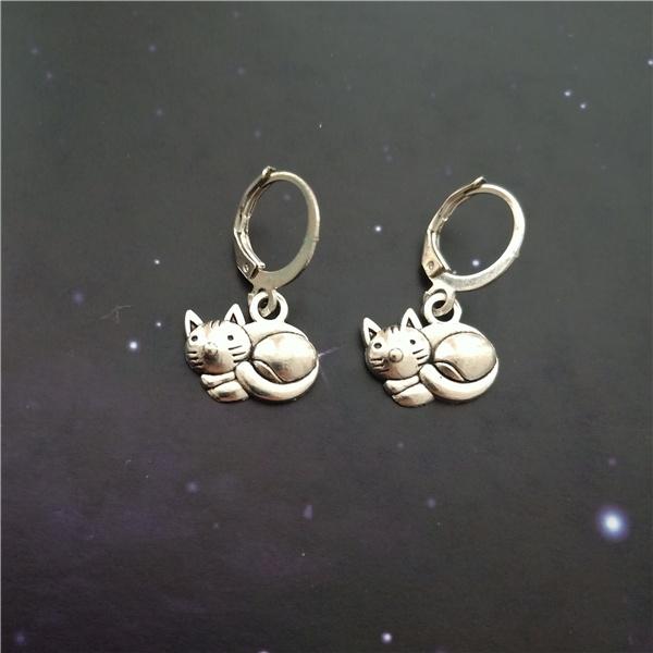 

Серьги-подвески с кошками, серьги с милыми кошками, серьги с кошками, простые серьги с кошками, подарок любителю кошек, серьги-кольца с рычагом для кошек