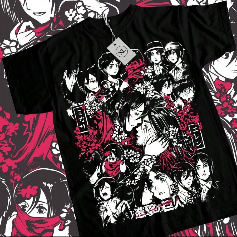 

Eren and Mikasa Anime Graphic Tee for Girls All Sizes Available S