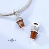 Copper Charms Beads Coffee Hexagram Phone Rings Pendants Fit Women Original Bracelet Diy Jewelry Gift