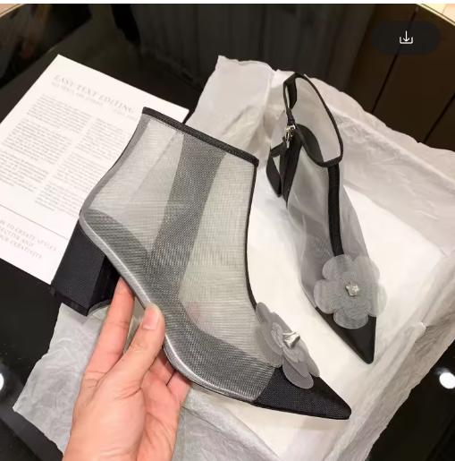 

Жіночі сітчасті черевики FHC з квіткою камелії, Короткі боти, Літнє взуття, Гострий носок, Бічна блискавка, Європейський стиль, 33-40, Сірий, Чорний, Рожевий, Дропшипінг 36 сірий