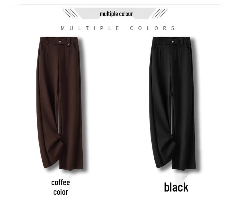 Fleece-Lined High-Waisted Slimming Pants - Women's Autumn/Winter Coffee Color