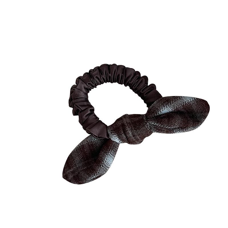 Dongdaemun Plaid Leopard Print Bow Hair Tie - Versatile Autumn/Winter Accessory