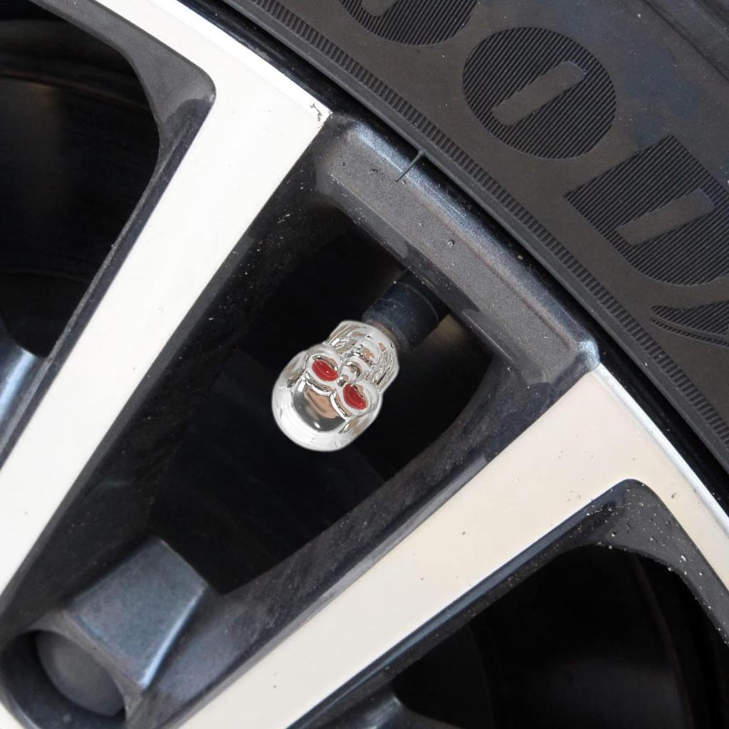 Skull Tire Valve Caps, Skull Valve Stem Caps - 4 Pcs of Vista Car