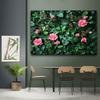 1 piece of polyester artificial green grass and pink rose wall panel - abundant artificial green plants and vibrant roses
