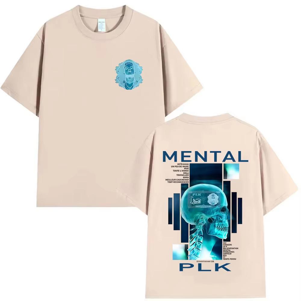 Rapper MENTAL PLK Album 2025 Merch Tričko Pánská gotická móda Trička s krátkým rukávem Dámská retro styl Nadměrná bavlněná trička