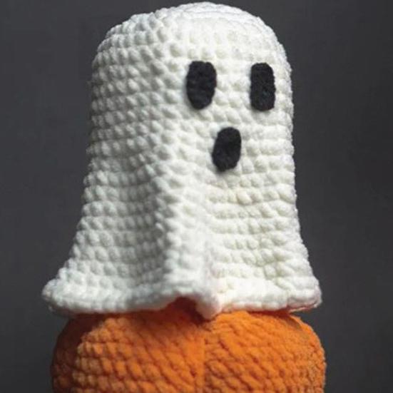 Halloween Crochet Ghost Decor Handmade Knitted Ghost Doll Funny Surprise Gag Gift for Women Friends Sister Bestie