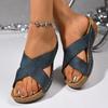 Fashion 2025 Summer Plus Size Women’s Open Toe Slippers Casual Round Toe Sewing Wedges Sandals for Outdoor Beach Daily Slippers Zapatos