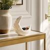 Warm Touch Home Accessory 3D Printed Feather & Crescent Moon Trinket Dish, Silk White Matte Decorative Design Storage Bowl, Artistic Multi-Functional