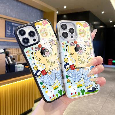 Xiaohongshu Hot-selling Sweet Happy Girl Apple 17 Mobile Phone Case Iphone11 Skin Glass Case 15promax