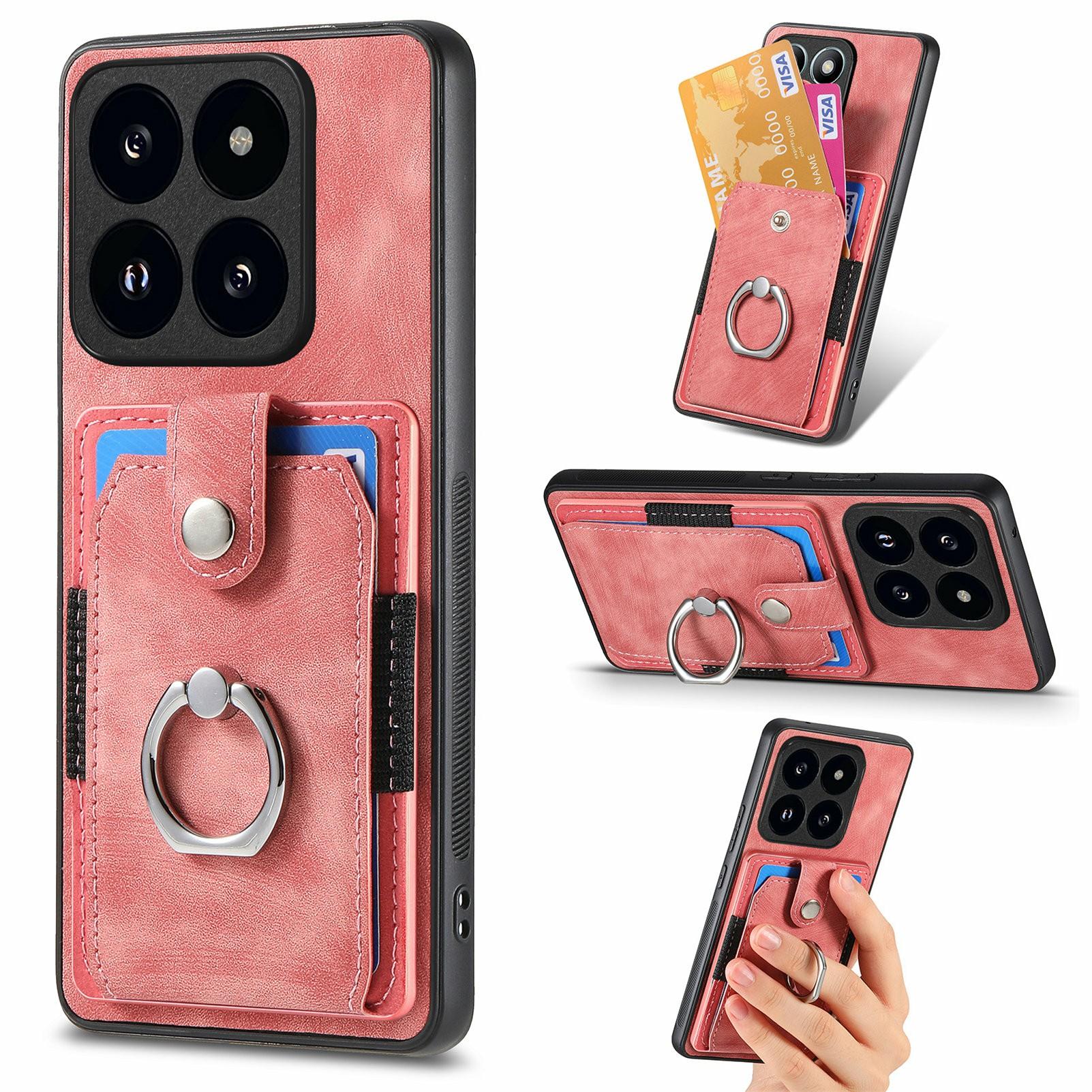 

For Xiaomi 14T Case Kickstand Leather+TPU Non-Slip Protective Cover Card Slots E