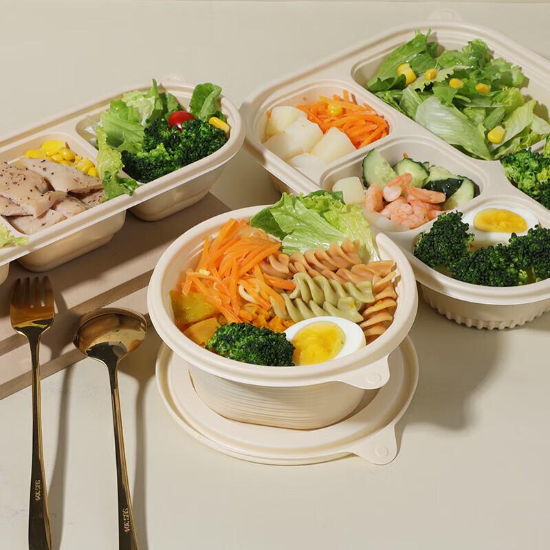 NHZHIW Biodegradable 3-Compartment Disposable Meal Box