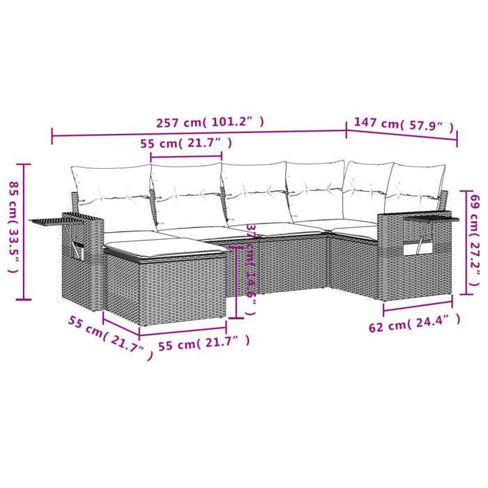 VidaXL Salon de Jardin avec Coussins 6 pcs, Canapés de Terrasse, Ensemble de Meubles de Patio, Mobilier d'Extérieur, Gris 3220459