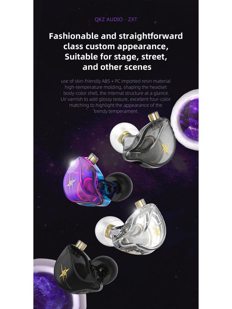 QKZ ZXT Monitor-Level Wired Gaming Earphones with Mic for Sports and Running