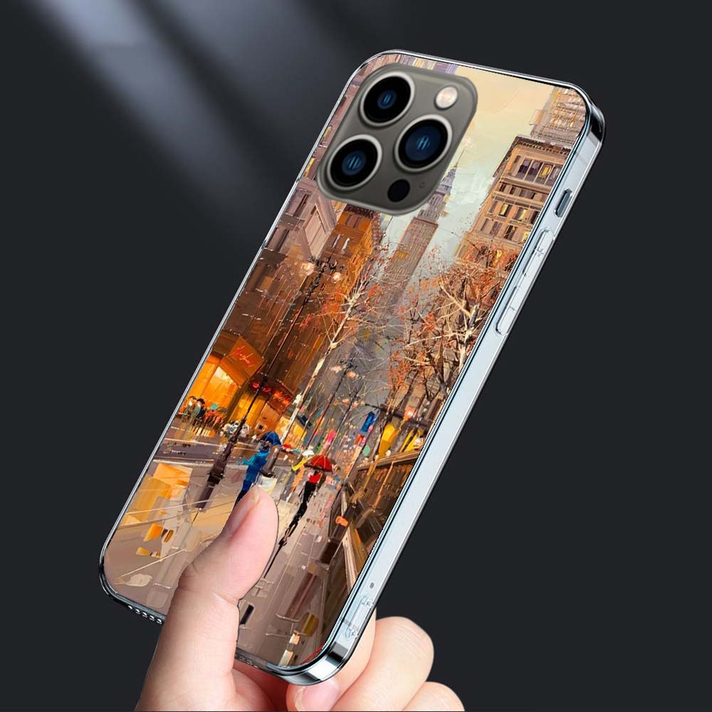 Artist London Painting Oil Painting Phone Case For Iphone 16E 15 Pro 14 Plus 17E 16 17 Pro Max Air 11 12 13 Mini Shockproof C