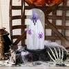 Yousheng Halloween Ghost Decor Light Up Ghost in Glass Cloche with Wood Base Cute Ghost Night Light Decoration for Table Shelf Fireplace Room Decor