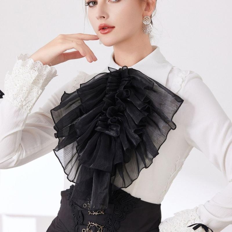Elegant French Style Detachable Flouncing Collar With Layered Ruffle For Women Daily Outfit And Occasion