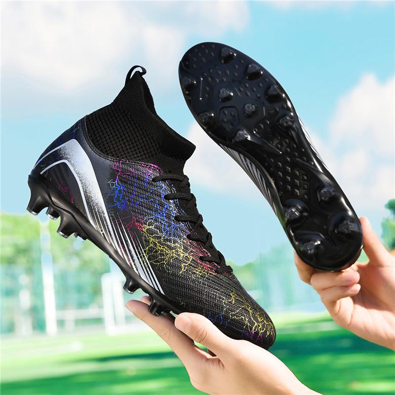 Men Soccer Shoes Professional Cleats High-Top Athletic Turf Football Boots Outside/Indoor Professional Futsal Training Athletic Shoes