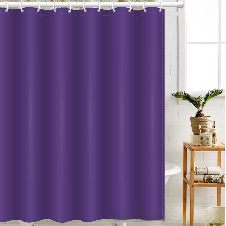 Waterproof PEVA Shower Curtain with Hooks, Solid Color, Thickened & Punch-Free for Bathroom