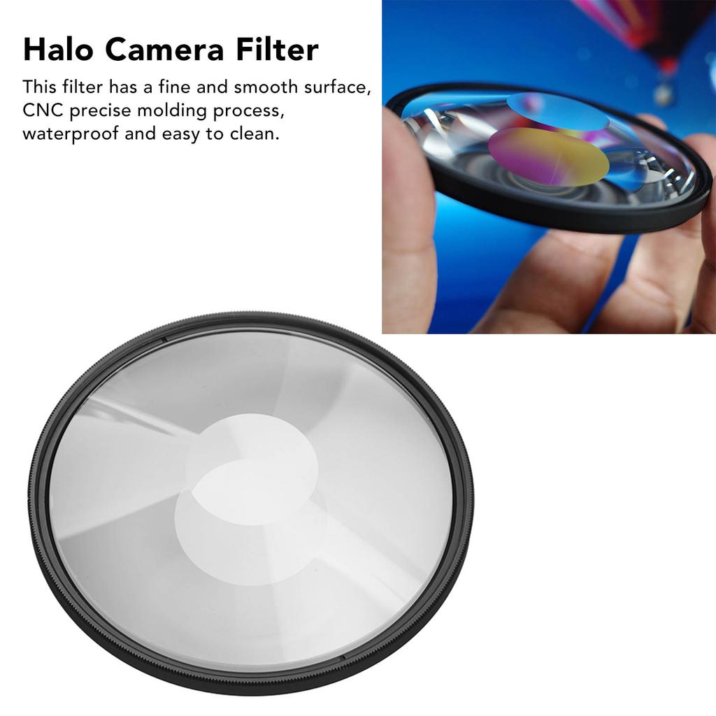 Halo Special Effects Filter 67/72/77/82mm Double Sided Multi Layer Coating Halo Swirl Camera Filter for Portrait Photography