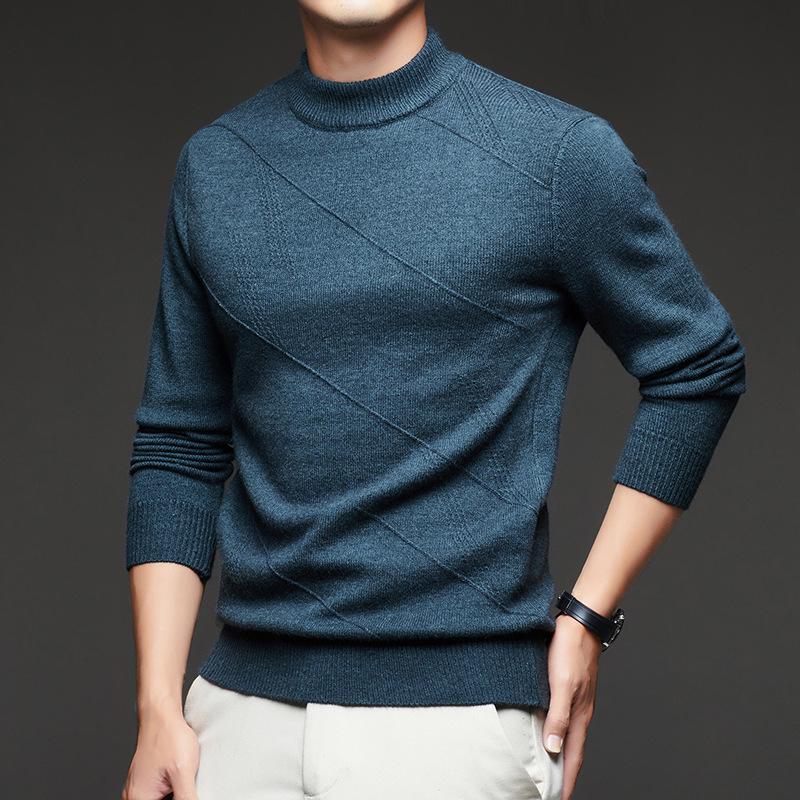Herren Dicker Jacquard-Strickpullover - Herbst/Winter Warme Basisschicht für Väter mittleren Alters