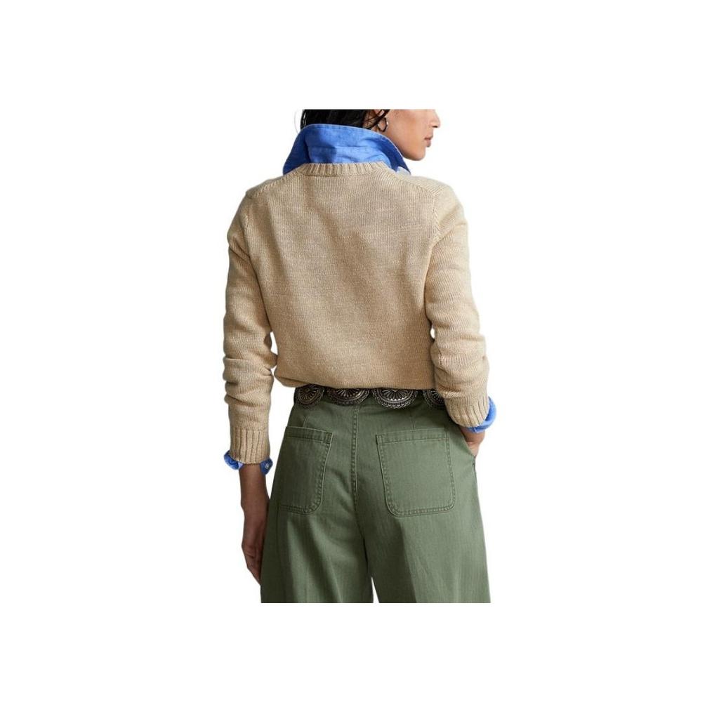 Polo Ralph Lauren SS22 Tegneserieprint Teddybjørn Dyremønster Rund hals Bomullsgenser Damegenser Brun WMPOSWENC020315
