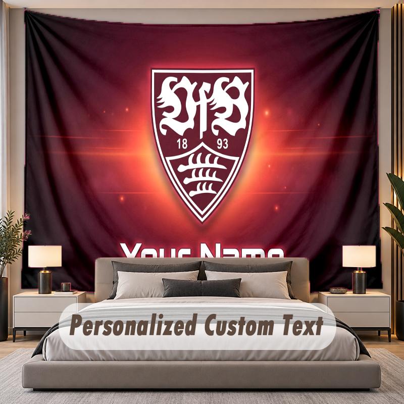 Custom Name Text Tapestry VfB Stuttgart FC Personalized Polyester Wall Tapestry For Bedroom And Room