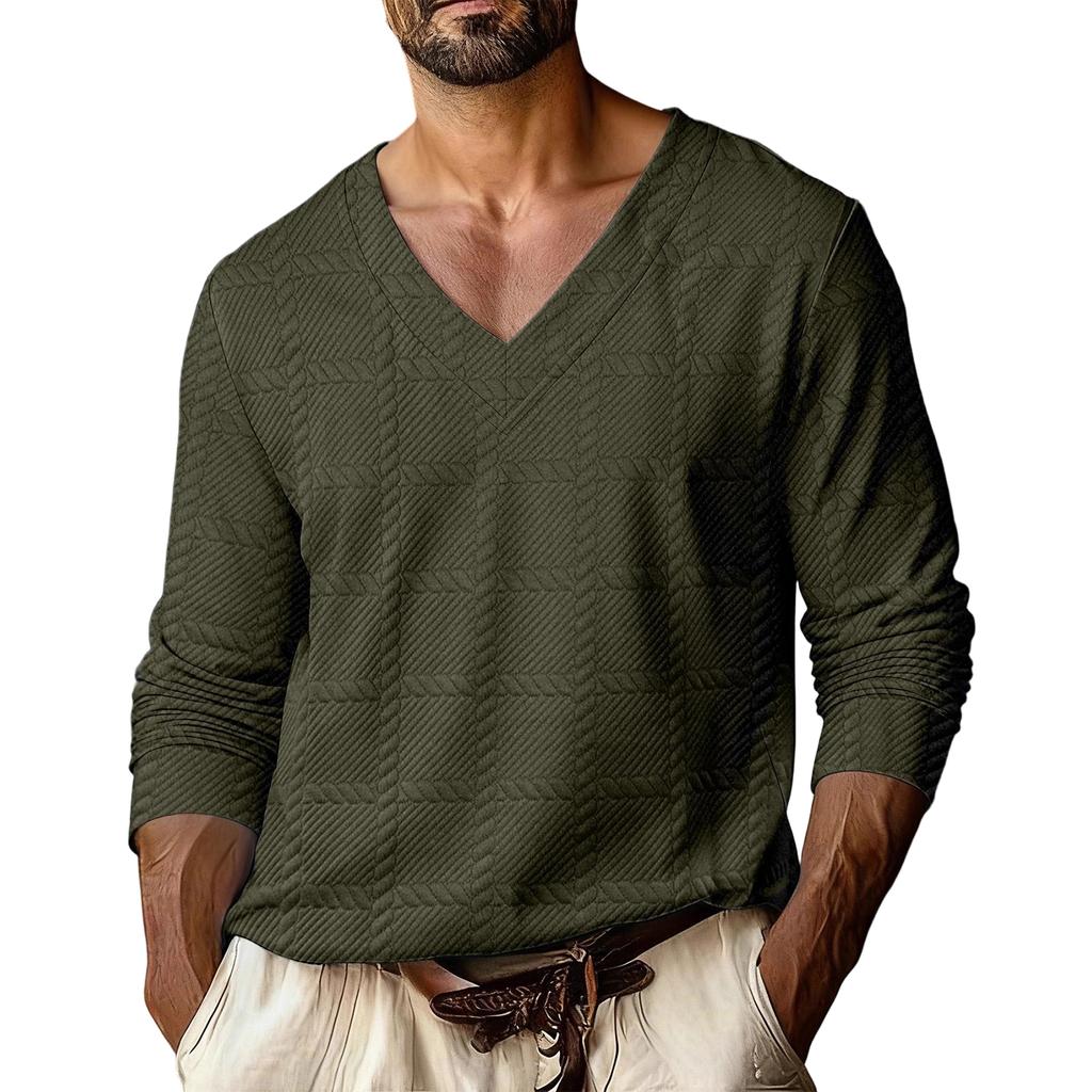 Men's  V-Neck  Leisure  Sports  Long  Sleeves  Upper  Garment