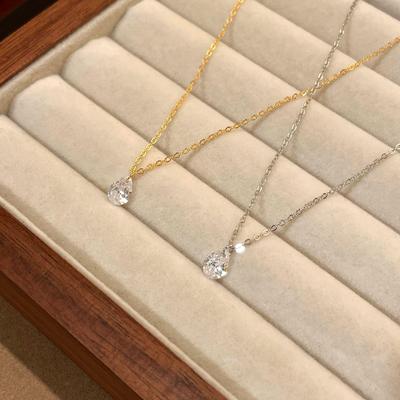 Cross-Border S925 Sterling Silver Water Drop Zircon Necklace - Elegant Women's Clavicle Chain