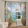 Balcony Landscape Printed Curtain for Home Decor - Rod Pocket Window Treatment for Bedroom, Kitchen, Living Room