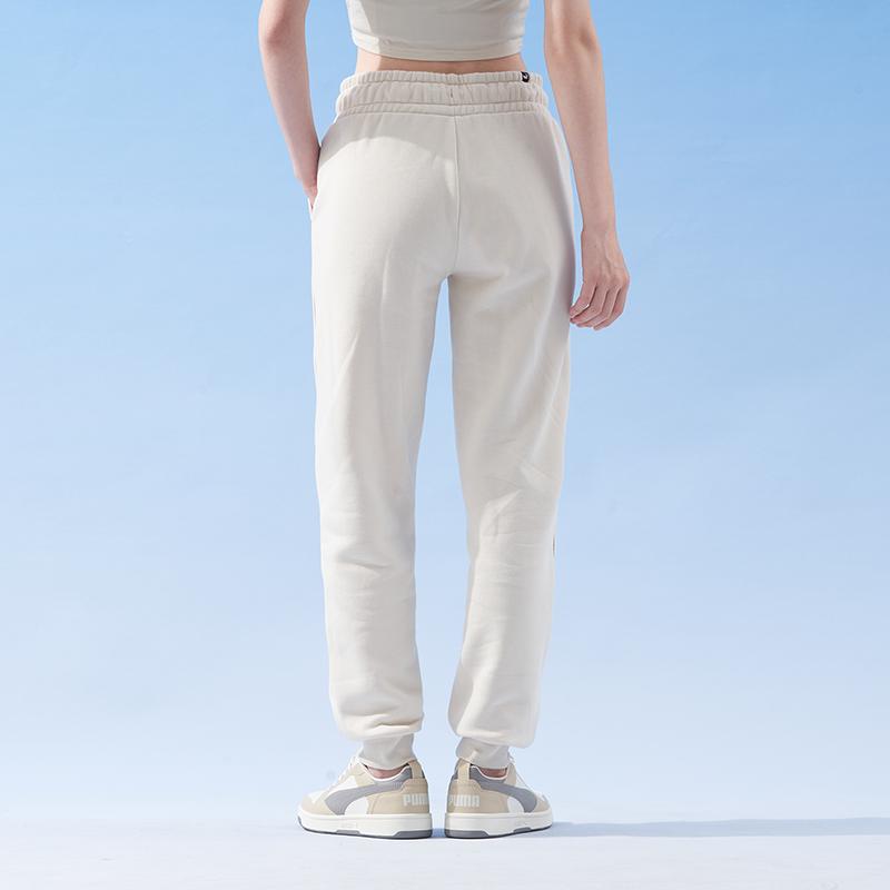 Puma Solid Color Loose Fit Cuffed Casual Knit Sports Pants Women bottoms White 680150-87