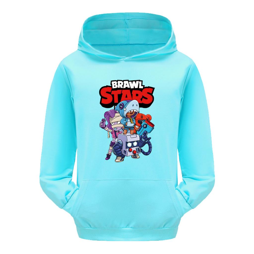 4093 Felpe con Cappuccio e Tasca Stampate Brawl Stars per Bambini e Bambine