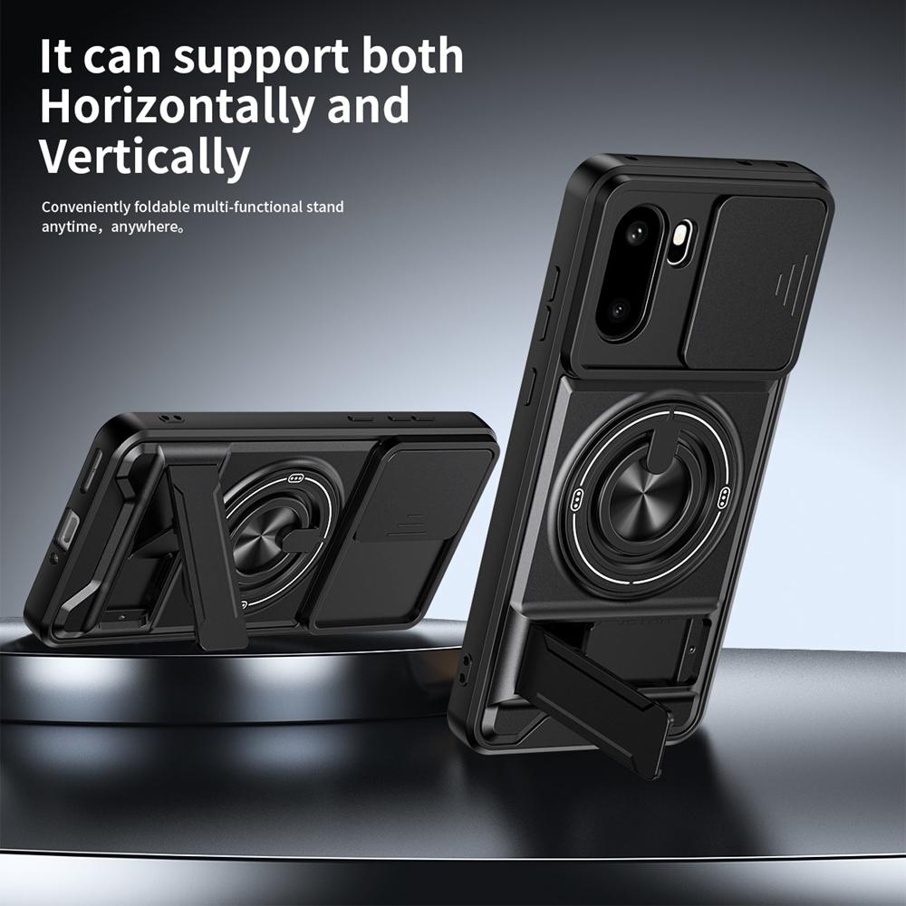 KEYSION Magnetic Phone Case for OnePlus 15R 5G 1+ Ace 6 6T Slide Camera Protection Upright Kickstand Ring Shockproof Back Cover