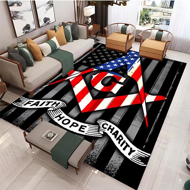 Modern Masonic Living Room Home Decoration Sofa Table Large Rug Bathroom Non-slip Floor Mat