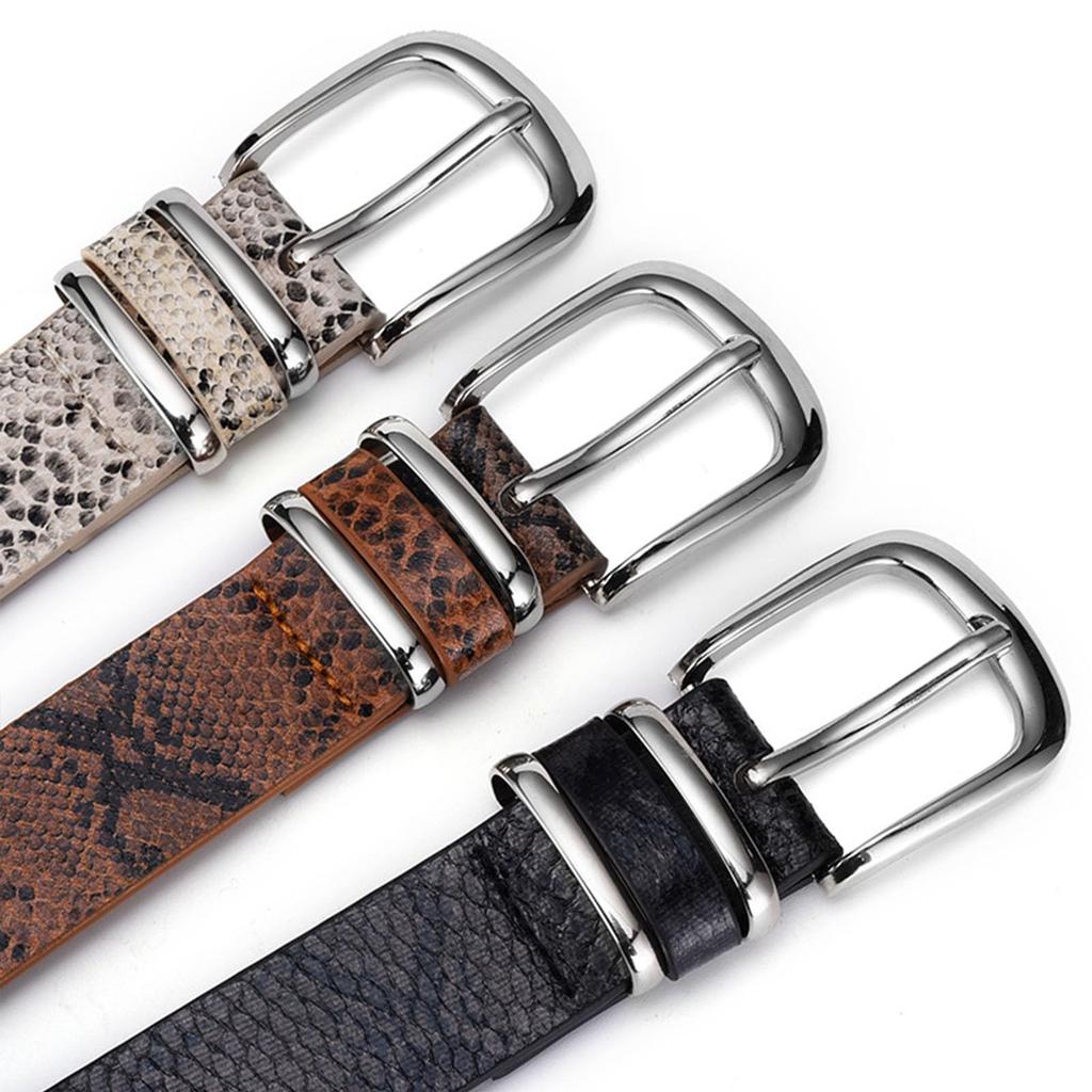 Snake Print Narrow PU Available In 3 Silver Stylish Casual Accent for Denim 105cm Long [NazyJnn] Women's Belt, Leather, Colors, Buckle, 2.8cm Wide,