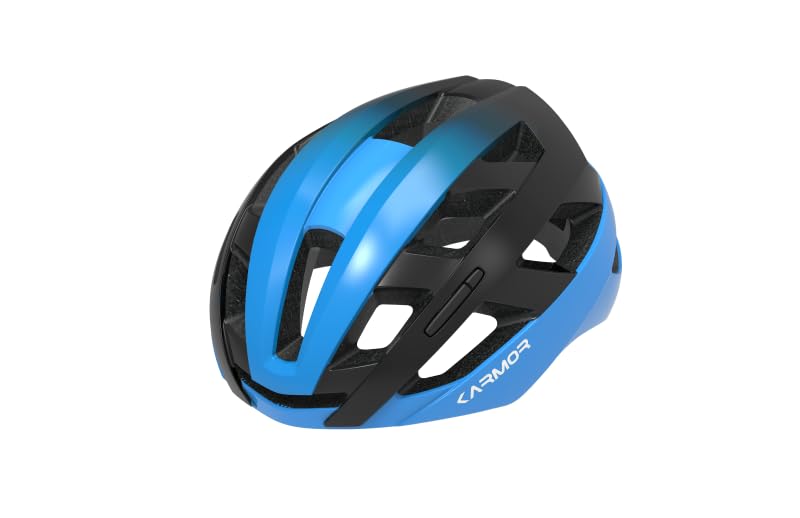 

Karmor Bicycle Adult Size Asian Officially Approved by the Japan Cycling Federation Helmet, BREEO, Blue/Black, S-M, Fit, (JCF)