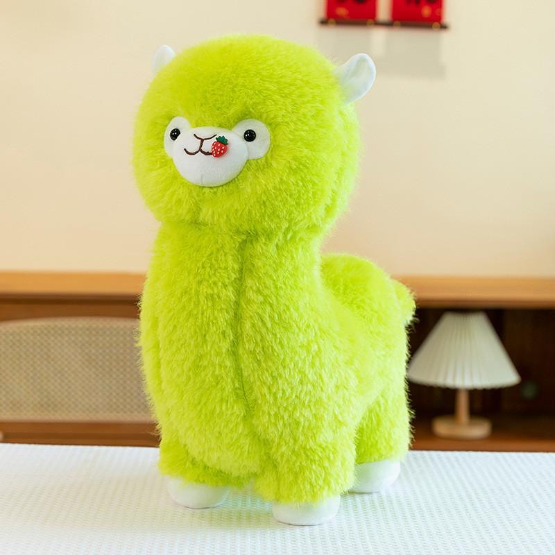 

Plush Alpaca Strawberry Toy Stuffed Animal Doll Cartoon Decoration Kids Gift 35cm зелёный