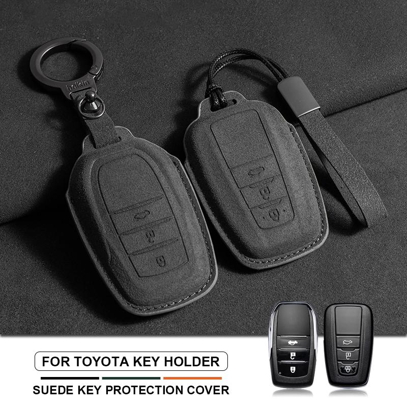 Suede Car Remote Key Case Cover for Toyota RAV4 Crown Hilux Fortuner Camry Land Cruiser Prado Prius Camry CHR C-HR Protector Fob