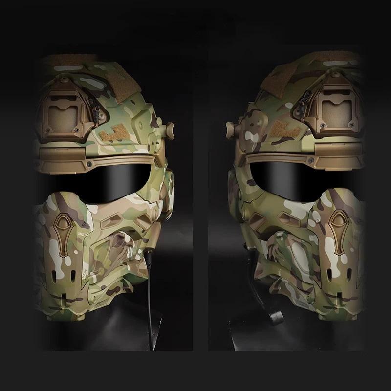 ABS Outdoor Casco Protector Built-in Headset Lens Multiple Color Safety CS Game Full Face Field Cover Tactical Mask Helmet