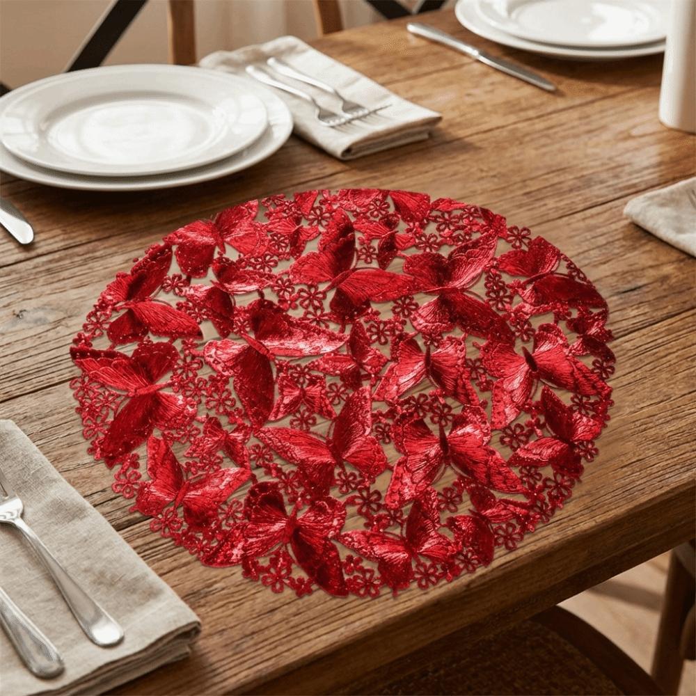 4 Pièces Sets de Table à Manger Papillon Creux Sets de Table Rondes pour Vaisselle Tapis Thermoisolant Table à Manger