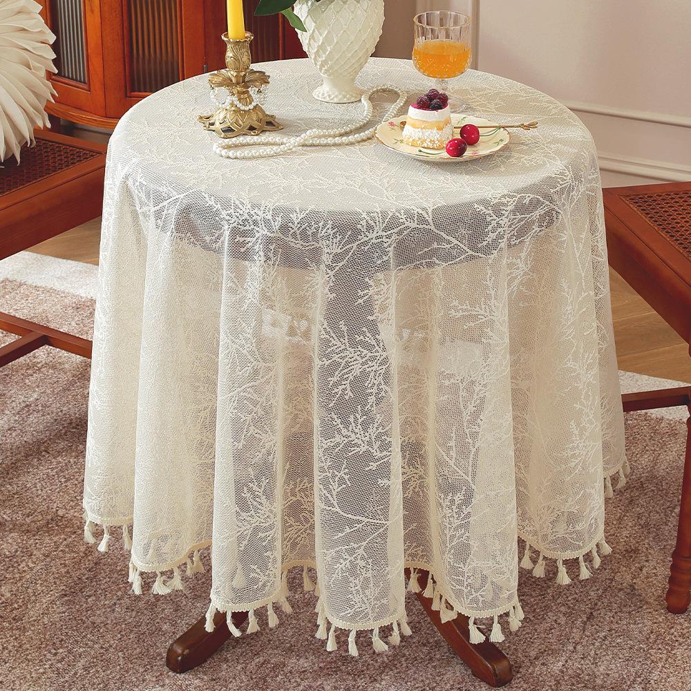 

Green Hollow-Out Classical American Round Tablecloth - Light Luxury, Romantic Decor Round 90cm