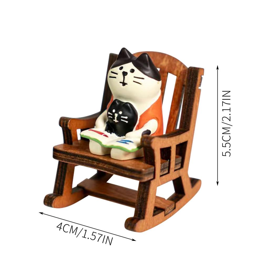 Crafts Resin Cat Swinging Chair Ornament Creative Cartoon Cat Statue Exquisite Handicraft Miniatures Figurine