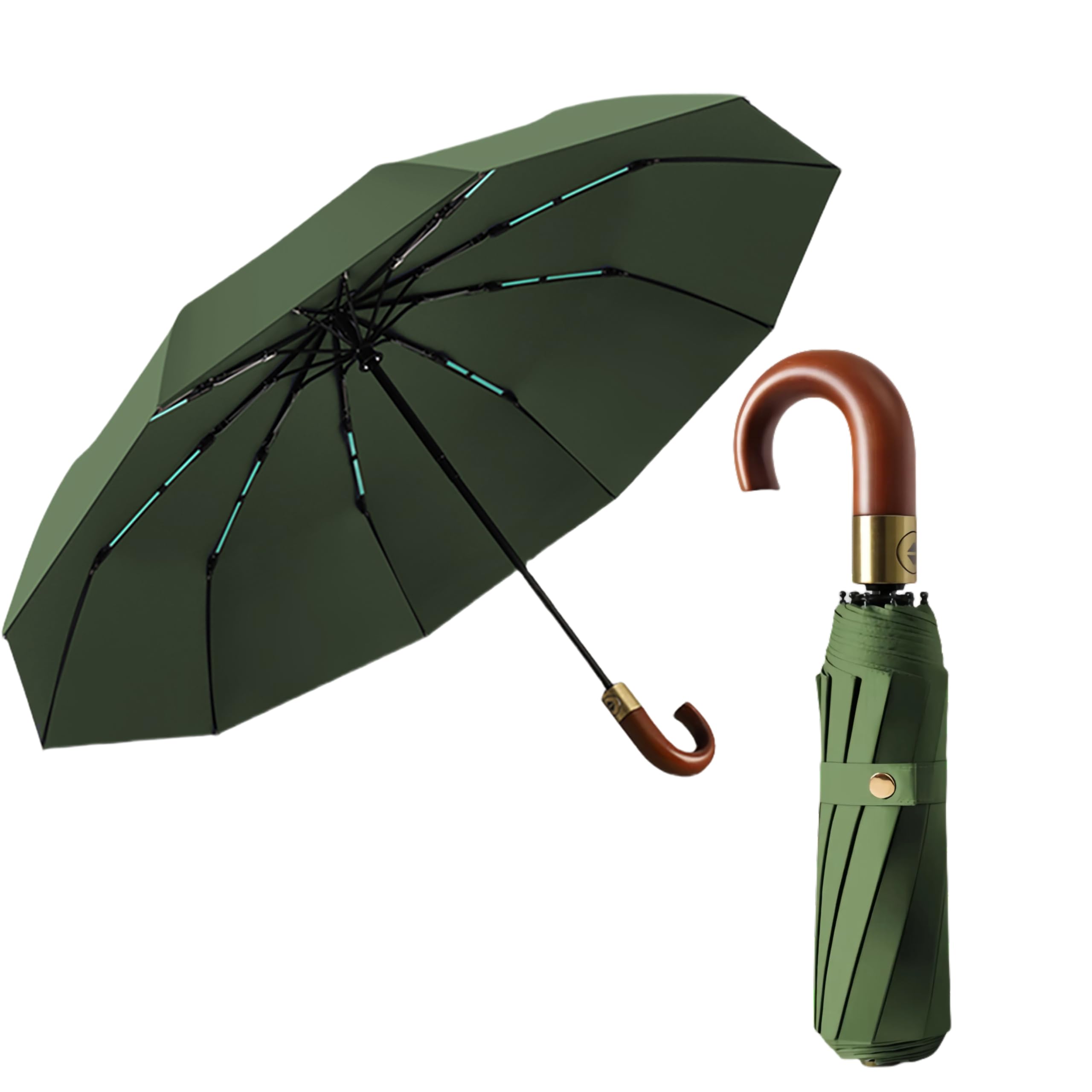 

Британский складной зонт с ручкой из натурального дерева, автоматическое открытие и закрытие, 10 спиц, защита от дождя и солнца, сезон дождей, тайфун, сильный дождь, водоотталкивающий, быстросохнущий, прочный