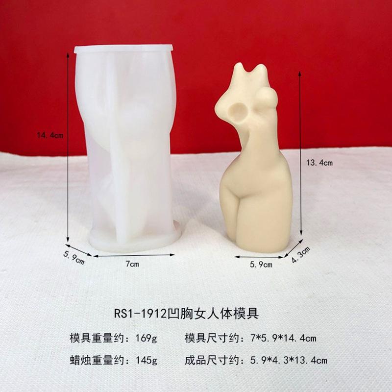 Halvkropp Kvinne Stearinlys Silikonform DIY Enkel Abstrakt Menneskekroppskunst Ornament Resin Silikonform Gipsform Såpeform