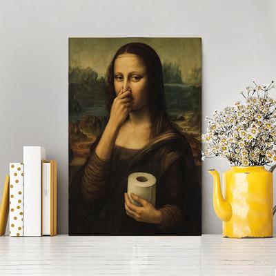 Women Wall Art Funny Humorous Female Figure Painting Retro Cover Nose Design Canvas Print for Home Hotel Apartment Dorm Decor