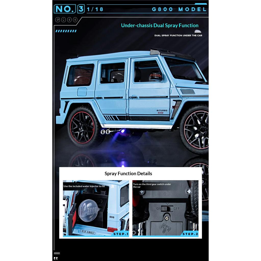 Large 1/18 Sacle Benz G800 Off Road SUV Alloy Metal Diecast Model Car Sound & Light Collectibles Ornaments Birthday Gift Friend