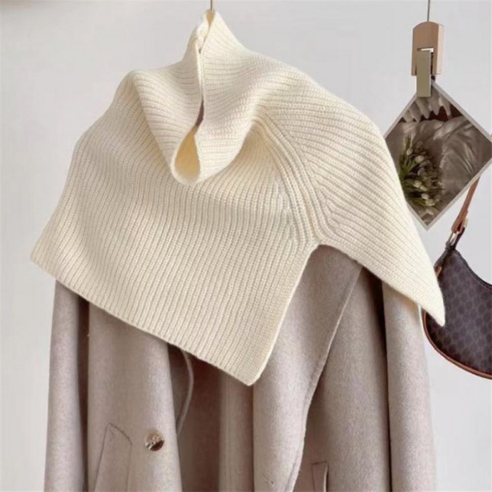 New Arrivals Open Run Women Ribbed Shoulder Shawl Slit Loose Neckwarmer Scarf